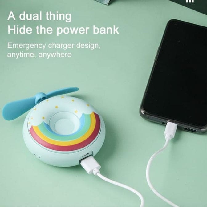 Cute Portable Mini Doughnut Fan, Mini Portable Charger For IPhone, Cute Power Bank For Girls, Mini Fast Charger And Portable Fan Cute Portable Mini Doughnut Fan, Mini Portable Charger For IPhone, Cute Power Bank For Girls, Mini Fast Charger And Portable Fan